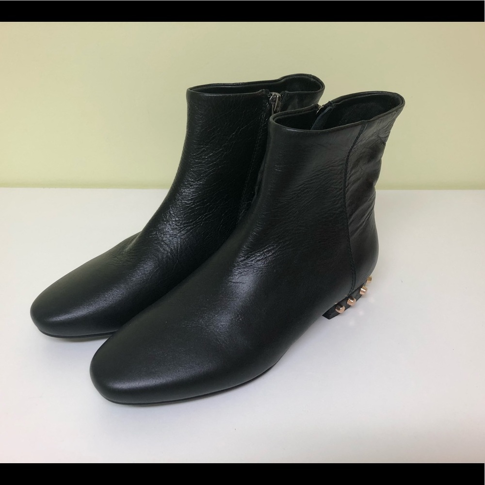 Soft leather ankle boots with gold stud